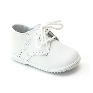 Angel Baby Boys White Leather Lace Up Oxfords - Baby 1